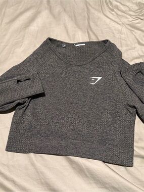 Gymshark Charcoal Crew Neck Cropped Sweatshirt